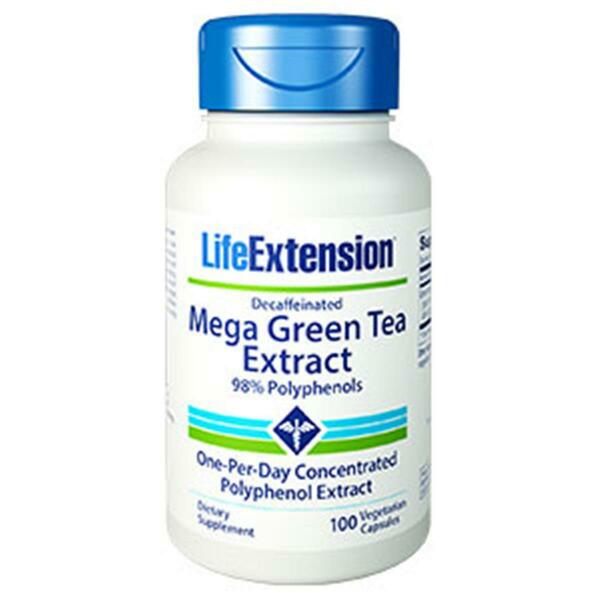 Life Extension Decaffeinated Mega Green Tea Extract- 100 Vegetarian Capsules 954